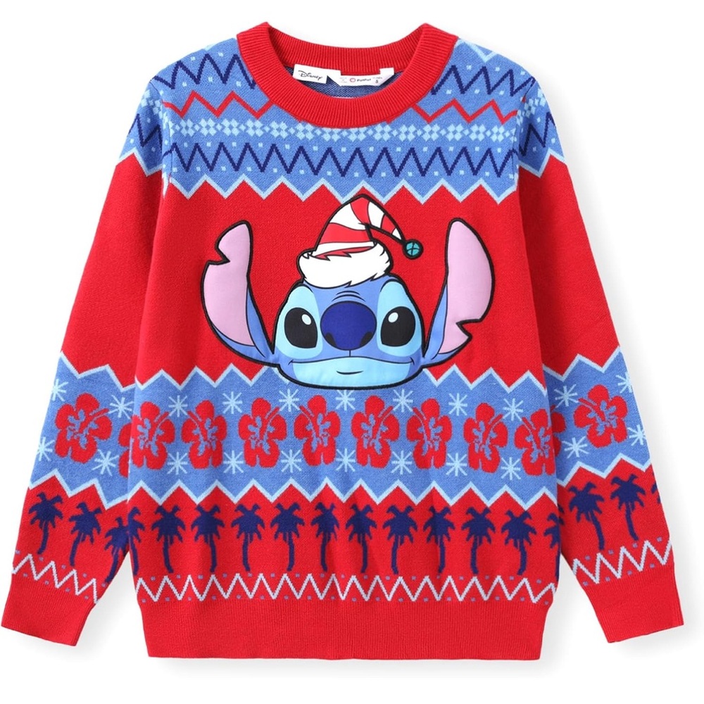 Disney Lilo & Stitch Christmas Sweater - Red & Blue Holiday Knit
